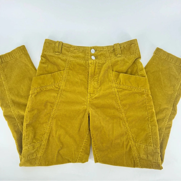 Pilcro Corduroy Zippered Mustard Yellow Mid rise Straight Leg Pants - Picture 1 of 4